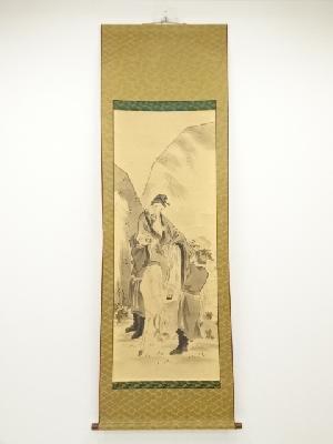 無落款　馬上人物　肉筆紙本掛軸（保護箱）